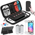 HEYSTOP Case Compatible with Nintendo Switch OLED Model, 9 in 1 Accessories Kit for 2021 Nintendo Switch OLED Model with Dockable Protective Case Cover, HD Switch Screen Protector and Thumb Grip Caps