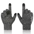 Achiou Touchscreen Gloves for Women Men Winter Warm Knit Wool Lined Texting (Black White)