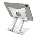 KABCON Quality Tablet Stand,Adjustable Foldabele Eye-Level Aluminum Solid Up To 15-In Tablets Holder For Microsoft Surface Series Tablets,Ipad Series,Samsung Galaxy Tabs,Amazon Kindle Fire,Etc.Silver