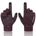 Achiou Winter Touchscreen Gloves Warm for Women Men Knit Wool Lined Texting (Rose Red)