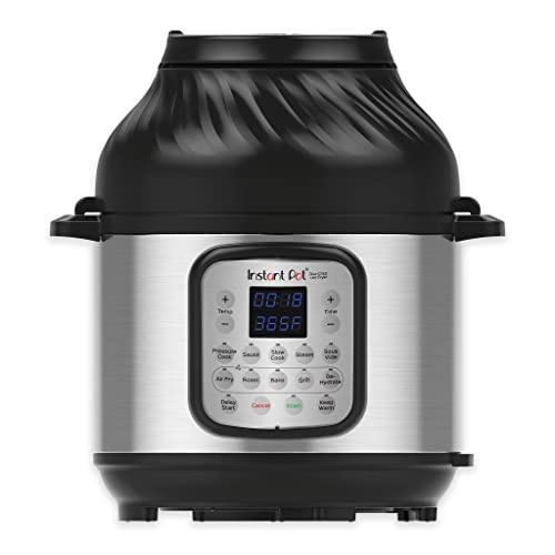 Instant Pot Duo Crisp - 11-in-1 Pressure Cooker. Pressure cooking, slow cooking, rice, yogurt, steam, sauté and keep warm, steam, sous vide, bakes, air fries. 8 Quart / 7.6 L. Black Stainless Steel