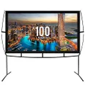 Fast Assembly Design - No Tools Needed - Jumbo 100 Inch 16: 9 Portable Outdoor and Indoor Movie Theater Front and Rear Projector Screen with Stand Legs