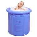 G Ganen Ice Bath Hot SPA Tub Unisex Portable Foldable Inflatable 3 Layer PVC Freestanding Bathtub , 29.5 Inch Blue