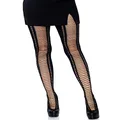 Leg Avenue Women's Spandex Faux Lace-Up Tights, Black, One Size