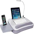 Sofia + Sam Multi Tasking Memory Foam Lap Desk with USB Light (Silver) - Supports Laptops Up to 15 Inches