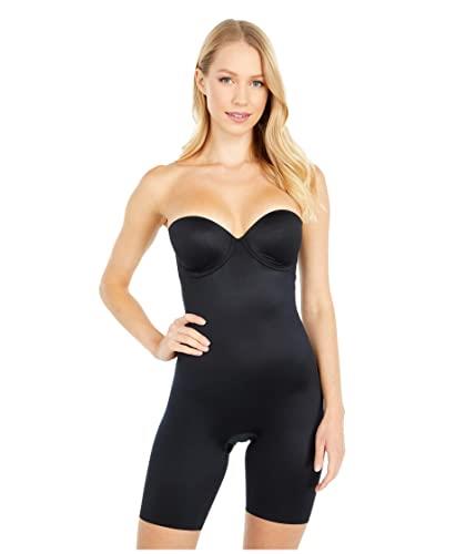 SPANX Women's Suit Your Fancy Strapless Cupped Mid-Thigh Bodysuit, Very Black, Small