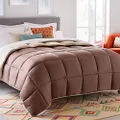 LINENSPA All-Season Reversible Down Alternative Quilted Comforter - Corner Duvet Tabs - Hypoallergenic - Plush Microfiber Fill - Box Stitched - Machine Washable - Sand/Mocha - Full