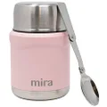 MIRA Lunch, Food Jar - Vacuum Insulated Stainless Steel Lunch Thermos with Portable Folding Spoon - 15 oz (450 ml) - Rose Pink