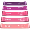 Gritin Resistance Exercise Loop Bands Set with Instruction Guide and Carry Bag - Set of 5 Fitness Elastic Bands for Working Out, Exercise,Gym,Training,Yoga