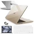 IBENZER Compatible with 2024 2023 2022 MacBook Air 13 inch Case M3 A3113 M2 A2681, Hardshell Case & KeyboardCover & ScreenFilm & Type-C Adapter for Mac Air 13.6, Crystal Clear, AT13-KK-CYCL+2TC