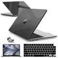 IBENZER Compatible with 2024 2023 2022 MacBook Air 13 inch Case M3 A3113 M2 A2681, Hardshell Case & KeyboardCover & ScreenFilm & Type-C Adapter for Mac Air 13.6, Crystal Black, AT13-KK-CYBK+2TC