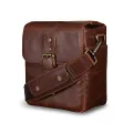 MegaGear MG1523 Leather Camera Messenger Bag for Mirrorless, Instant and DSLR Cameras - Dark Brown, Compact