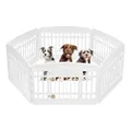 IRIS USA 24" Exercise 6-Panel Pet Playpen with Door, Dog Cat Playpen For Puppy Small Dogs Keep Pets Secure Easy Assemble Easy Storing Customizable Non-Skid Rubber Feet, White
