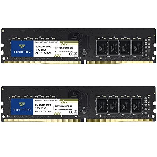 Timetec Hynix IC 16GB Kit (2x8GB) DDR4 2400MHz PC4-19200 Unbuffered Non-ECC 1.2V CL17 1Rx8 Single Rank 288 Pin UDIMM Desktop Memory RAM Module Upgrade (Single Rank 16GB Kit (2x8GB))