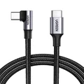 UGREEN USB C to USB C Cable Right Angle, 100W Type C PD Charging Cord for iPhone 15 Pro Max, MacBook Pro, iPad Pro 2022, Matebook, Chromebook, Pixel 7, Samsung S23 S22, Dell XPS, Switch (3M, Black)