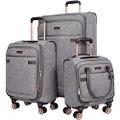 kensie Hudson Softside 3-Piece Spinner Luggage Set, Heather Gray, 3-Piece Set (16/20/28), Hudson Softside 3-piece Spinner Luggage Set