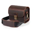 MegaGear Pebble MG1724 Genuine Leather Camera Messenger Bag for Mirrorless, Instant and DSLR Cameras - Cinnamon