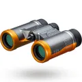 PENTAX Binoculars UD 9x21 - Gray and Orange. A bright and clear field of view, lightweight body with roof prism, Fully Multi-Coated optics, 9x magnification, ideal for concerts, sports, traveling.