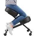 DRAGONN by VIVO Ergonomic Kneeling Chair, Adjustable Stool for Home and Office - Improve Your Posture with an Angled Seat - Thick Comfortable Cushions, Black, DN-CH-K01B