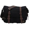 Berchirly Retro Unisex Canvas Leather Messenger Shoulder Bag Fits 17.3" Laptop