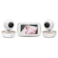 Motorola Video Baby Monitor - 2 Wide Angle HD Cameras with Infrared Night Vision and Remote Pan, Tilt, Zoom - 5-Inch LCD Color Display with Split Screen View, Room Temperature and Sound Alert MBP50-G2