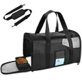 Refrze Pet Carrier Airline Approved, Cat Carriers for Medium Cats Small Cats, Soft Dog Carriers for Small Dogs Medium Dogs, TSA Approved Pet Carrier for Cats Dogs of 15 Lbs, Puppy Carrier,Black