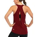 Fihayli Yoga Tanks Yoga Tops Sleeveless Workout Shirts Work Out Tanks Women's Athletic Tops Loose Shirts Open Back Tops Athletic Tops Loose Fit Clothing Fashion 2019 Summer Tank Tops Cotton WineRed M