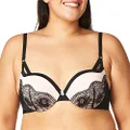 Maidenform Women's Love the Lift Push-Up Bra, Black/Gentle Peach Strappy Lace, 32A