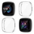 NANW 4-Pack Screen Protector Case Compatible with Fitbit Sense 2/Versa 4, Soft TPU Plated Bumper Full Cover Protective Cases for Versa 4/Sense Smartwatch [Scratch-Proof]