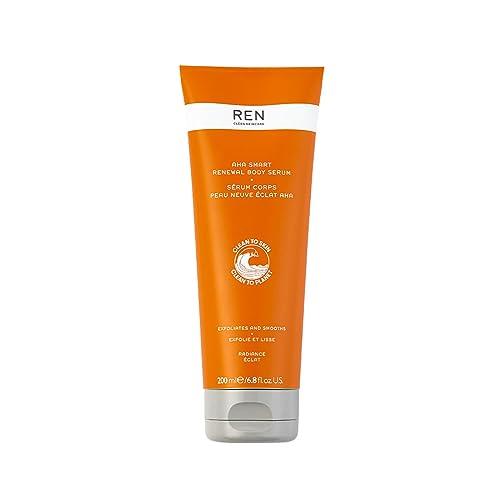 REN Clean Skincare - AHA Smart Renewal Body Serum - Exfoliating and Hydrating Skincare Body Serum - With Lactic Acid for Gentle Exfoliation, Cruelty Free, 6.7 Fl Oz