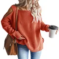 MaQiYa Womens Cold Shoulder Oversized Pullover Sweaters Batwing Sleeve Chunky Knitted Jumper Winter Casual Tunic Tops (Orange,X-Large)