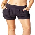 Premium Ultra Soft Harem High Waisted Shorts for Women with Pockets - Solid Charcoal Grey - Small - Medium
