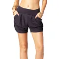 Premium Ultra Soft Harem High Waisted Shorts for Women with Pockets - Solid Charcoal Grey - Small - Medium