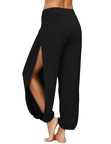 fitglam Women's High Slit Harem Yoga Pants Loose Fit Lounge Beach Pants