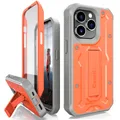 CaseBorne V Compatible with iPhone 14 Pro Case - Military Grade Full-Body Rugged with Kickstand and Built-in Screen Protector - Orange