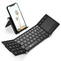 iClever Foldable Bluetooth Keyboard, BK08 Folding Keyboard with Touchpad, Aluminum Build, USB-C Charge, Travel Wireless Keyboard with Stand Holder for iPad, iPhone, Smartphone and Tablet