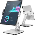 AboveTEK Business Kiosk Aluminum Tablet iPad Stand, 360° Swivel Tablet & Phone Holders for Any 4"-15.6" Display Tablets/Cell Phones/Portable Monitor, Sturdy for Store POS Office (Silver)