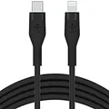 Belkin BOOST CHARGE↑Flex CAA009bt1MBK USB-C to Lightning Silicone Cable, Compatible with iPhone 13/12 / SE / 11 / XR, Rapid Charging, Heavy Duty, MFi Certified, PD Compatible, 3.3 ft (1 m), Black