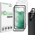 amFilm Hybrid Screen Protector for Samsung Galaxy S22 Plus 5g 6.6 inch, Samsung Galaxy S22 + 5g 6.6 inch, Fingerprint Compatible, Camera Lens Protector, HD Clear, Thermoplastic Elastomers, 2 Pack