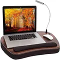 Sofia + Sam Oversized Lap Desk with Memory Foam Cushion | Detachable USB Light | Fits Laptops Up to 20" | Brown and Black | Computer Lap Tray | Laptop and Writing | Bed Table