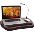 Sofia + Sam Oversized Lap Desk with Memory Foam Cushion | Detachable USB Light | Fits Laptops Up to 20" | Brown and Black | Computer Lap Tray | Laptop and Writing | Bed Table