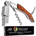Hicoup Wine Opener - Professional Corkscrews for Wine Bottles w/Foil Cutter and Cap Remover - Manual Wine Key for Servers, Waiters, Bartenders and Home Use - Sandalwood