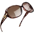 Joopin Polarized Sunglasses for Women Vintage Big Frame Sun Glasses Ladies Shades (Lopard)