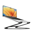 Twelve South Curve Flex | Ergonomic Height & Angle Adjustable Aluminum Laptop/MacBook Stand/Riser, fits 10"-17", Folds Flat for Portability -Travel Pouch Included, Matte Black
