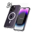 Case-Mate [3 in 1 Protection Pack - iPhone 14 Pro Case (Tough Clear), Tempered Glass & Lens Protector - 15ft Drop Protection, Compatible with MagSafe & Wireless Charging - Shockproof, Anti Yellowing