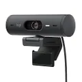 Logitech Brio 500 Full HD Webcam with Auto Light Correction,Show Mode, Dual Noise Reduction Mics, Privacy Cover, Works Microsoft Teams, Google Meet, Zoom, USB-C Cable - Graphite