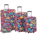 Rockland Jungle Softside Upright Luggage Set, New Heart, 4-Piece Set (14/29/24/28), Jungle Softside Upright Luggage Set