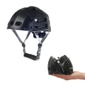 Foldable Helmet Plixi Fit - for Bike, Kick Scooter, Skateboard, Overboard, e-Bike - CPSC Standard, Same Protection as Classic Helmet - Volume Divided by 3 When Folded (Black, S/M)