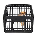 IRIS USA 24" Exercise 4-Panel Pet Playpen with Door, Dog Playpen, Puppy Playpen, for Puppies and Small Dogs, Keep Pets Secure, Easy Assemble, Fold It Down, Easy Storing, Customizable, Black