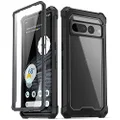 Poetic Guardian Series Case [20FT Mil-Grade Drop Tested] Designed for Google Pixel 7 Pro 5G, Built-in Screen Protector Work with Fingerprint ID, Full Body Hybrid Shockproof Rugged Case, Black/Clear